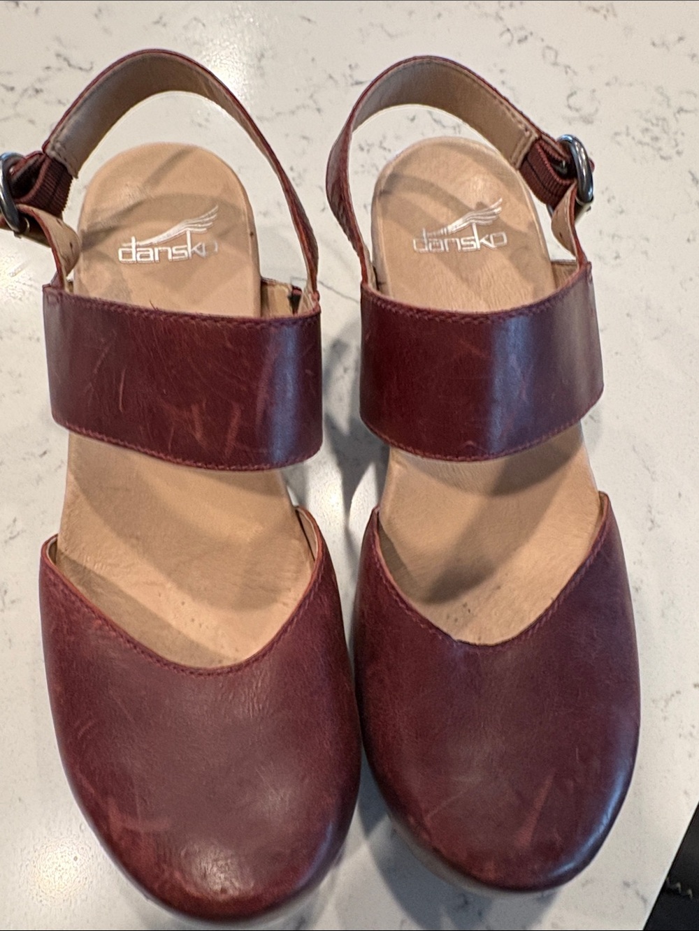 Dansko Women's Burgundy Leather Slingback Clogs